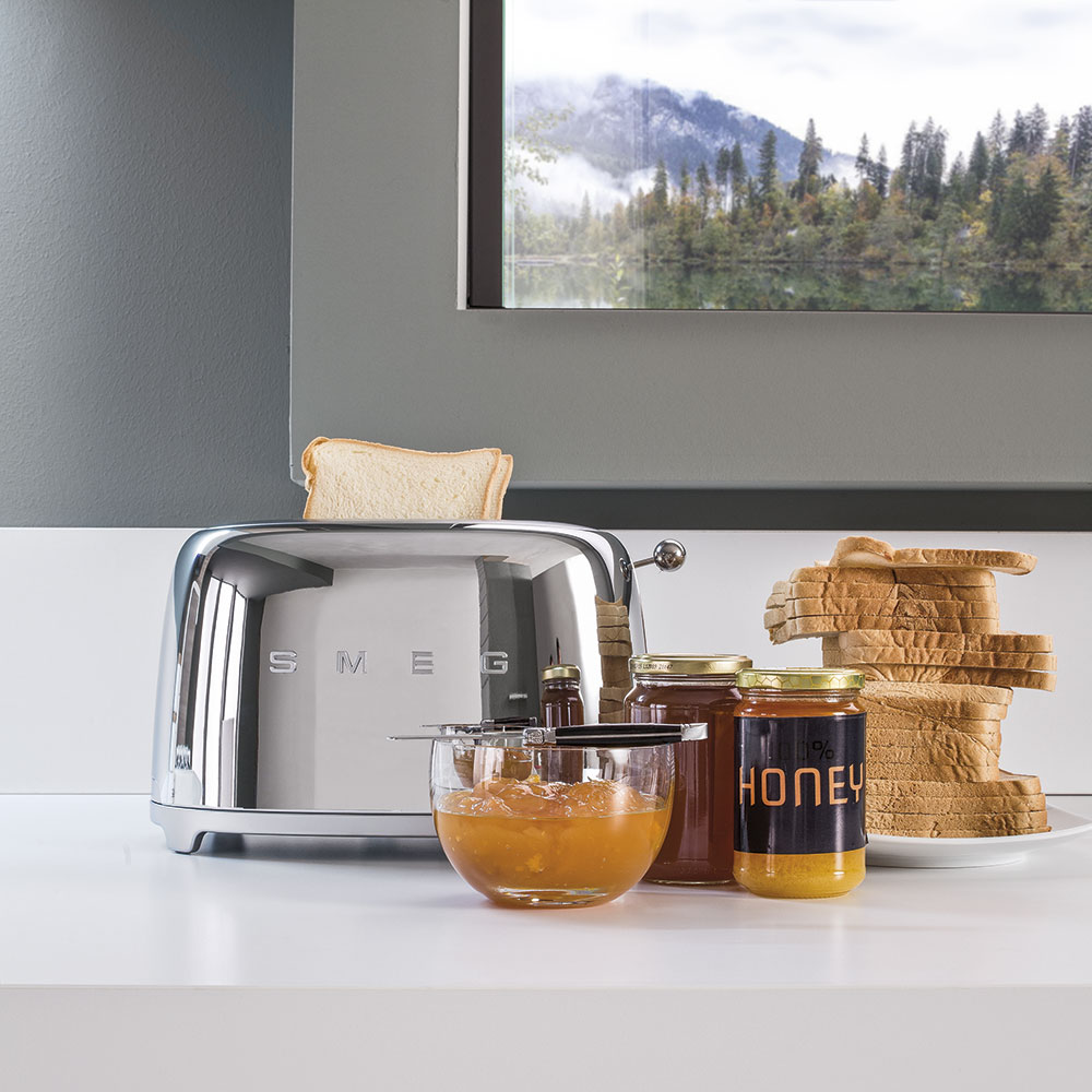 smeg 2 slice toaster chrome